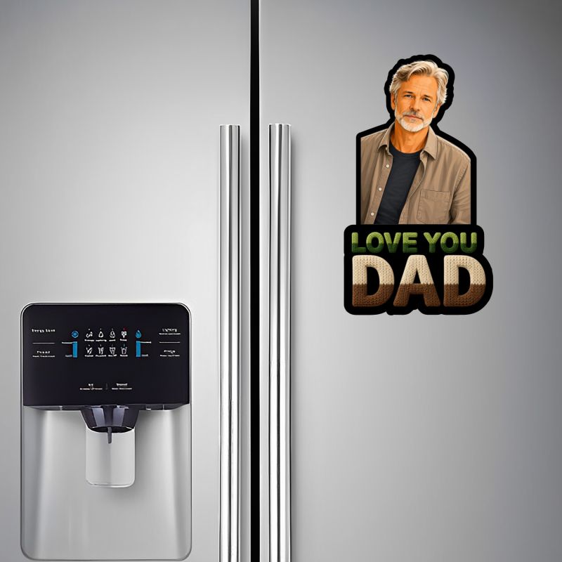 Personalized Love You Dad Fridge Magnet Father's Day and Birthday Gift for Papa Memory Photo Fridge Magnet